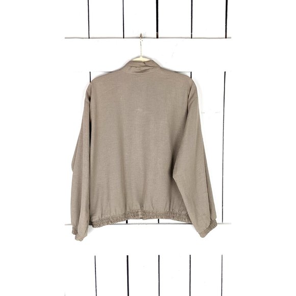 Vintage Dana Lee Sportswear beige lightweight zipper wind breaker bomber jacket - Picture 3 of 5